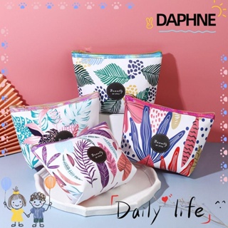 Daphne กระเป๋าเครื่องสําอาง หนัง PU พิมพ์ลายดอกไม้ มีซิป จุของได้เยอะ สําหรับผู้หญิง