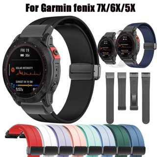 สายนาฬิกาข้อมือซิลิโคนแม่เหล็ก แบบเปลี่ยน สําหรับ Garmin Fenix 7x 7 6x Gps 6 5x 5 Smartwatch 22 มม. 26 มม.