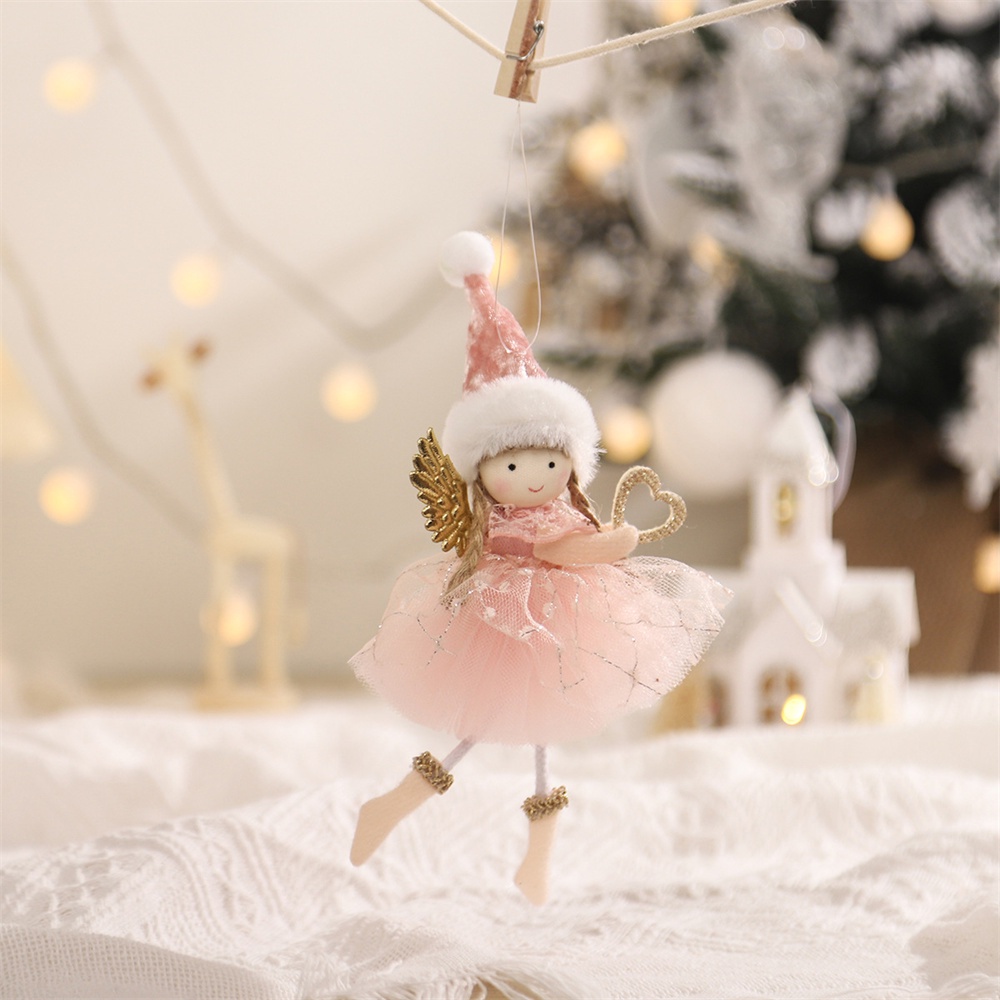 การ์ตูนสร้างสรรค์คริสต์มาสน่ารักชุดเจ้าหญิงสวยสาวจี้กับนางฟ้าปีกแขวนอุปกรณ์ต้นคริสต์มาส-fe