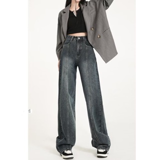 Solenne  กางเกงขายาว กางเกงยีสน์ผู้หญิง ทรงหลวม ๆ ตรง Retro Hip Hop Pants 2023 NEW Style  Unique Korean Style Beautiful ins A97L7ZS 36Z230909