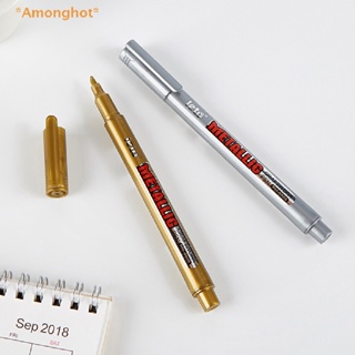 Amonghot&gt; ใหม่ ปากกามาร์กเกอร์ สีเมทัลลิก สีทอง สีเงิน สําหรับตกแต่งสมุดภาพ เครื่องเขียน อัลบั้ม Diy