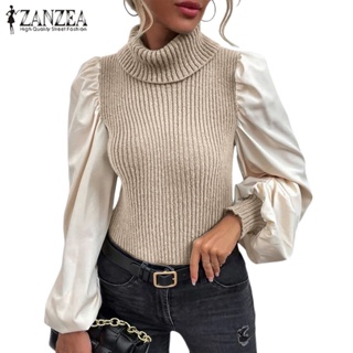 Celmia ZANZEA เสื้อกันหนาว คอเต่า แขนยาว ผ้าถัก แบบสวมหัว สําหรับผู้หญิง