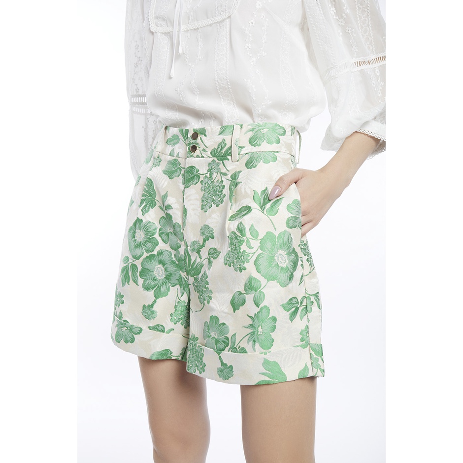 ep-กางเกงขาสั้นลายดอกไม้-ผู้หญิง-สีเขียว-floral-print-shorts-4669