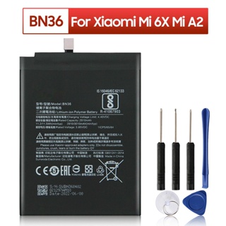 BN36เปลี่ยนแบตเตอรี่สำหรับ Xiaomi Mi 6X Mi6X MiA2 Mi A2โทรศัพท์แบตเตอรี่3010MAh