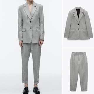 Zara 23 เสื้อเบลเซอร์ ทรงตรง เข้ารูป สไตล์ใหม่ เหมาะกับฤดูใบไม้ผลิ ฤดูร้อน + กางเกงขายาว แบบโค้ง2753125 2753025