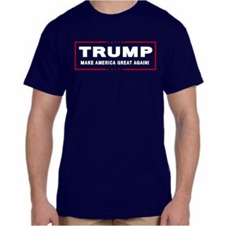 เสื้อยืดคอกลม พิมพ์ลายโลโก้ Donald President สีกรมท่า สไตล์อเมริกา สําหรับผู้ชาย