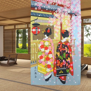 Noren ผ้าม่านประตู สไตล์ญี่ปุ่น เกอิชา เด็กผู้หญิง กิโมโน แบบยาว พรมประตู หน้าต่าง การรักษา สําหรับตกแต่งบ้าน