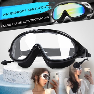 Men Women Diving UV Protection Anti Fog Clear Vision Soft Silicone Big Frame For Adult With Earplugs Swimming Goggles