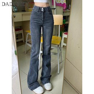DaDuHey🎈 Womens New Black Gray Slightly Flared Jeans High Waist Slimming Plus Size High Street Casual All-Match Mop Pants