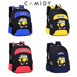 Camidy กระเป๋านักเรียนนักเรียนชั้นประถมศึกษาลดภาระจากเกรด 1 ถึง 6 กระเป๋านักเรียนเด็กน้ำหนักเบาอินเทรนด์ Pikachu