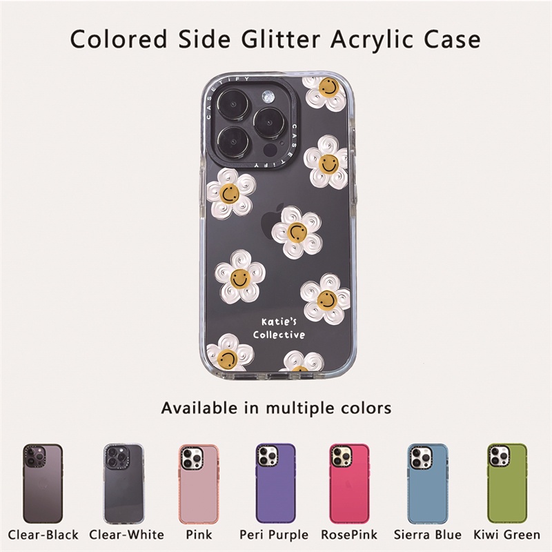 Casetify X White Daisy Side Glitter Green Purple Blue RosePink Clear ...
