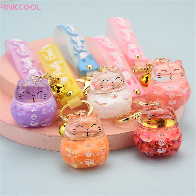 pinkcool-พวงกุญแจ-อะคริลิคใส-รูปการ์ตูนแมวนําโชค-สร้างสรรค์-ขายดี