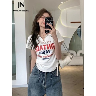 JN Studio   เสื้อยืด ครอป เสื้อยืดผู้หญิง สไตล์เกาหลี  ins fashion Unique สวย A29J1AL 36Z230909