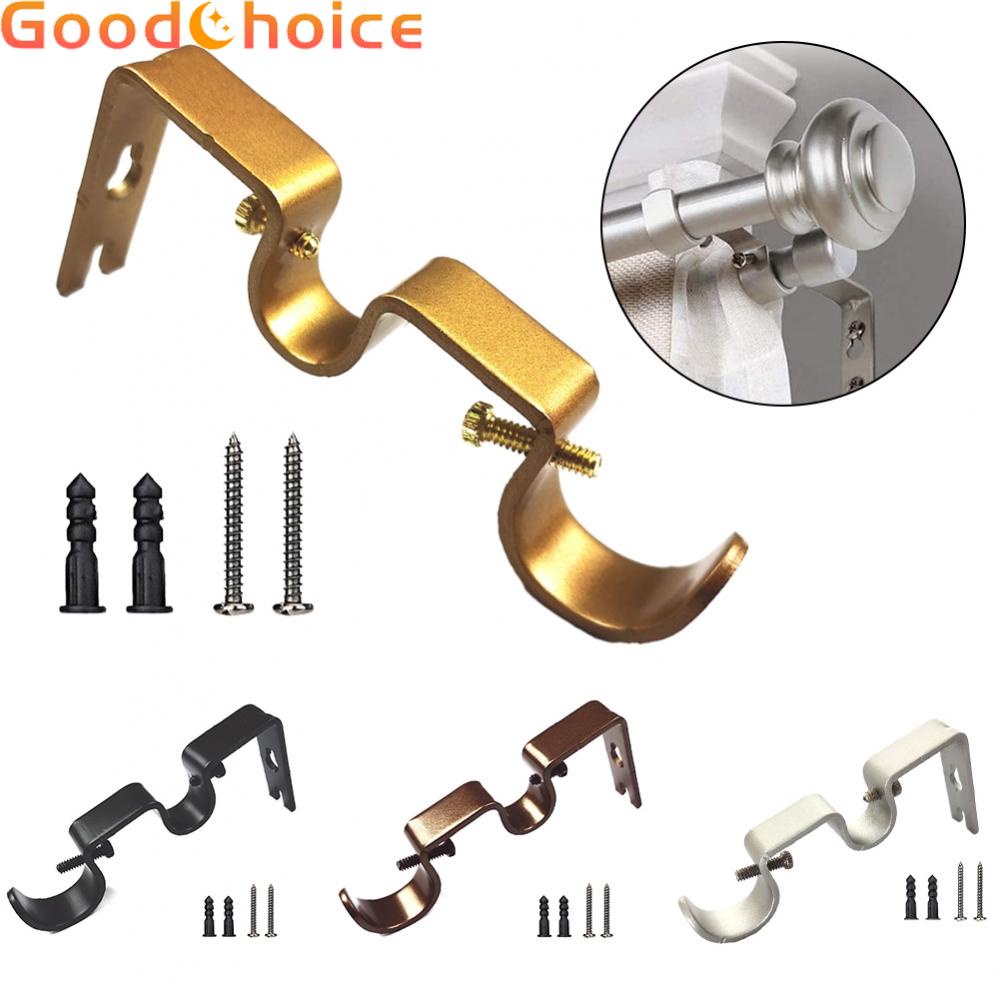 【Good】Stylish Double Pole Rod Wall Bracket Hook Curtain Holder with