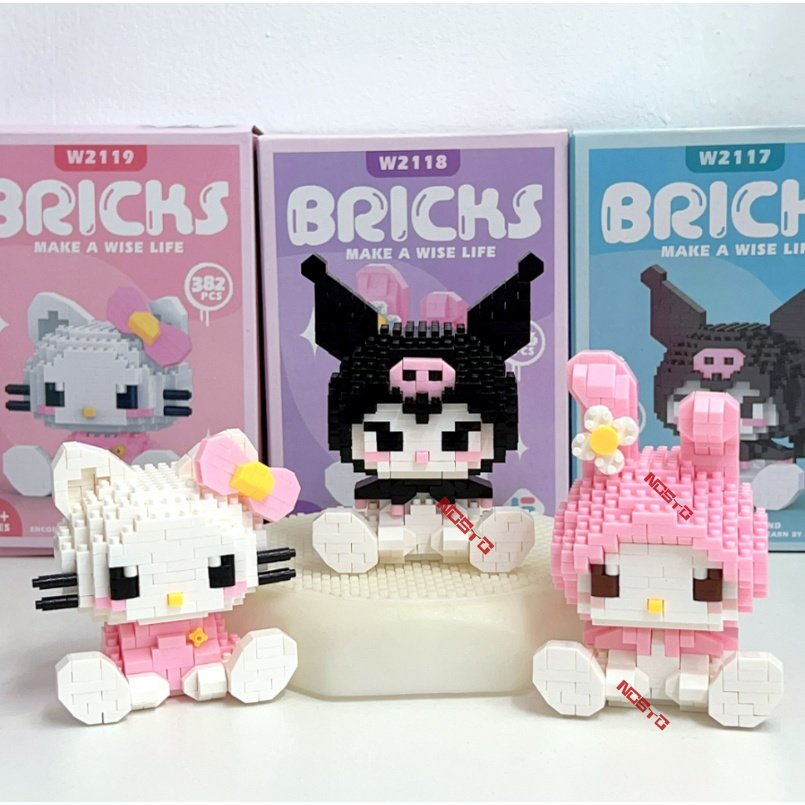 ของขวัญเด็กผู้หญิง-pop-doll-kuromi-my-melody-hello-kitty-moc-building-blocks-ของเล่น-diy-ตกแต่ง-ame1-ame1