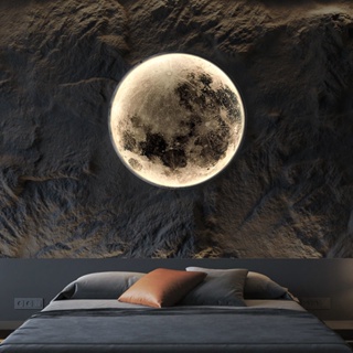 โคมไฟติดผนัง LED รูปดวงจันทร์ สไตล์โมเดิร์น สําหรับตกแต่งบ้าน ห้องนอน ห้องนั่งเล่น พื้นหลังโซฟา