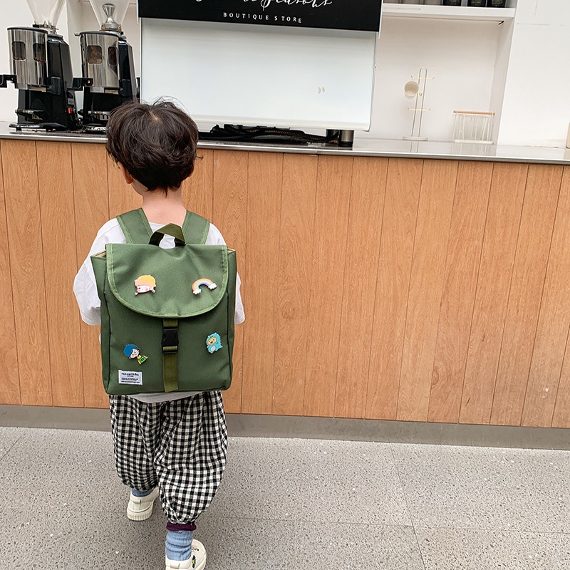 กระเป๋าเป้สะพายหลัง-กระเป๋านักเรียน-ผ้าแคนวาส-สไตล์เกาหลี-สําหรับเด็กอนุบาล