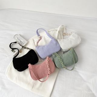 [COD พร้อมจัดส่ง] mini กระเป๋าสะพายข้างใบเล็ก กระเป๋าผ้ากำมะหยี่ลำลองเรียบง่าย สีทึบ HYKJ