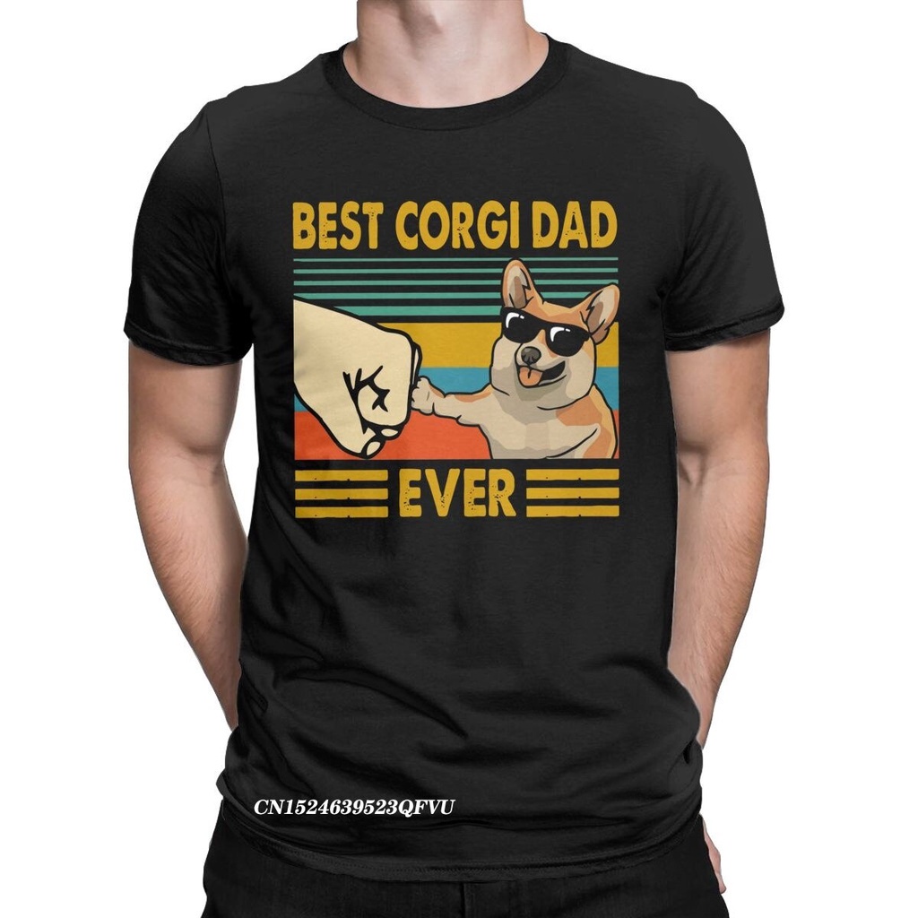 เสื้อยืดลําลอง-สําหรับผู้ชาย-ผ้าฝ้าย-แขนสั้น-คอกลม-พิมพ์ลาย-best-corgi-dad-ever-funny-corgi-owner-cool-สําหรับผู้ชาย-ให้