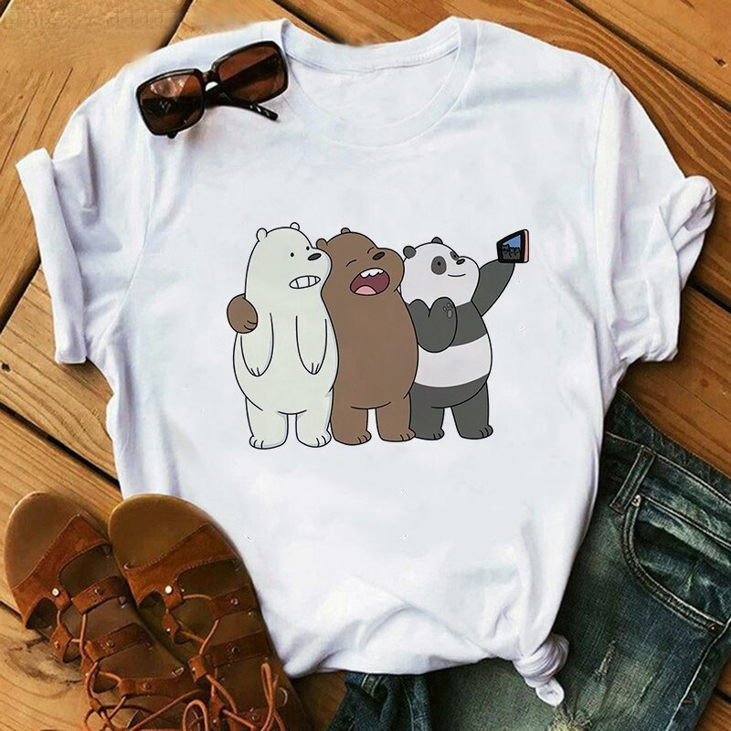 การ์ตูน-เสื้อยืดลายหมี-we-bare-bears-สไตล์อนิเมะสำหรับเทศกาลทุกวัน-เสื้อคู่