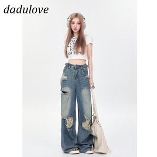 DaDulove💕 New American Ins High Street Retro Washed Ripped Jeans Niche High Waist Wide Leg Pants Trousers