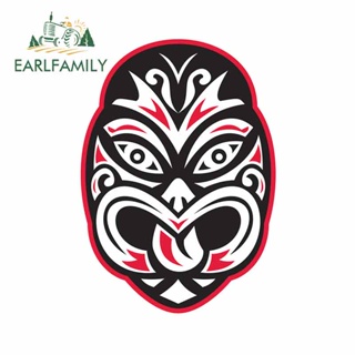 Earlfamily สติกเกอร์ไวนิล ลายรอยสัก Maori Tiki Moko ขนาด 13 ซม. x 9.5 ซม. กันน้ํา สําหรับติดตกแต่งรถยนต์ รถจักรยานยนต์