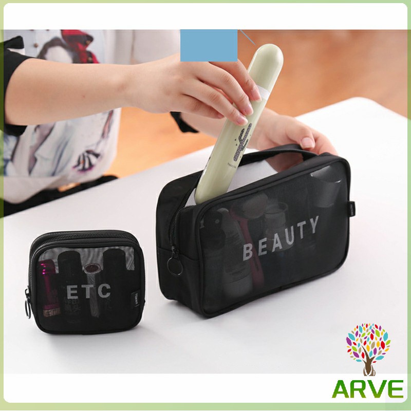 กระเป๋าเครื่องสำอาง-มีซิป-กระเป๋าเครื่องสำอาง-ตาข่ายโปร่งใส-cosmetic-bag