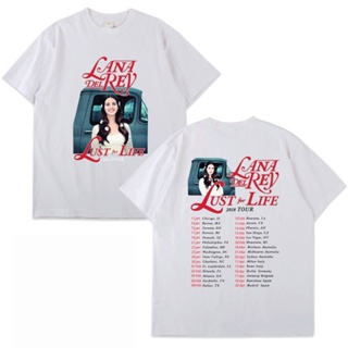 เสื้อยืดพิมพ์ลายแฟชั่น เสื้อทหาร นักร้อง Lana Del Rey วินเทจเสื้อยืดตัณหาสําหรับชีวิตทัวร์อัลบั้มเพลง