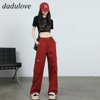 DaDulove💕 New American Ins High Street Multi-pocket Casual Pants Niche High Waist Wide Leg Pants Trousers