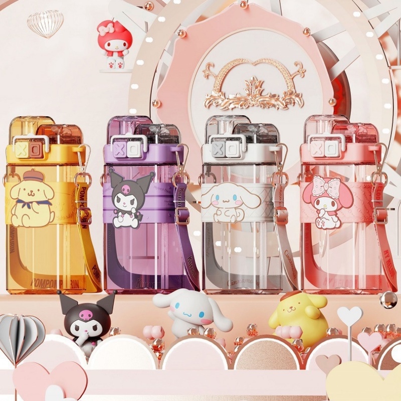 ขวดน้ําดื่ม-ลายการ์ตูนอนิเมะ-cinnamoroll-kuromi-sanrio-series-ขนาด-520-มล-แบบพกพา-พร้อมสายคล้อง-icecubes