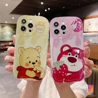 เคสโทรศัพท์มือถือ ขอบโค้ง ลายหมีพูห์ สตรอเบอร์รี่ 3D แวววาว สําหรับ Samsung A02S A20 A32 A50S A30S A52S A30 A13 A14 A22 A23 A04 A04S A52 A51 A24 A12 A03 A03S A50 M12 M22 M32 A125 A13 Lie A14 LTE A037F F12 M04 M10S M02S A025 A205 A305
