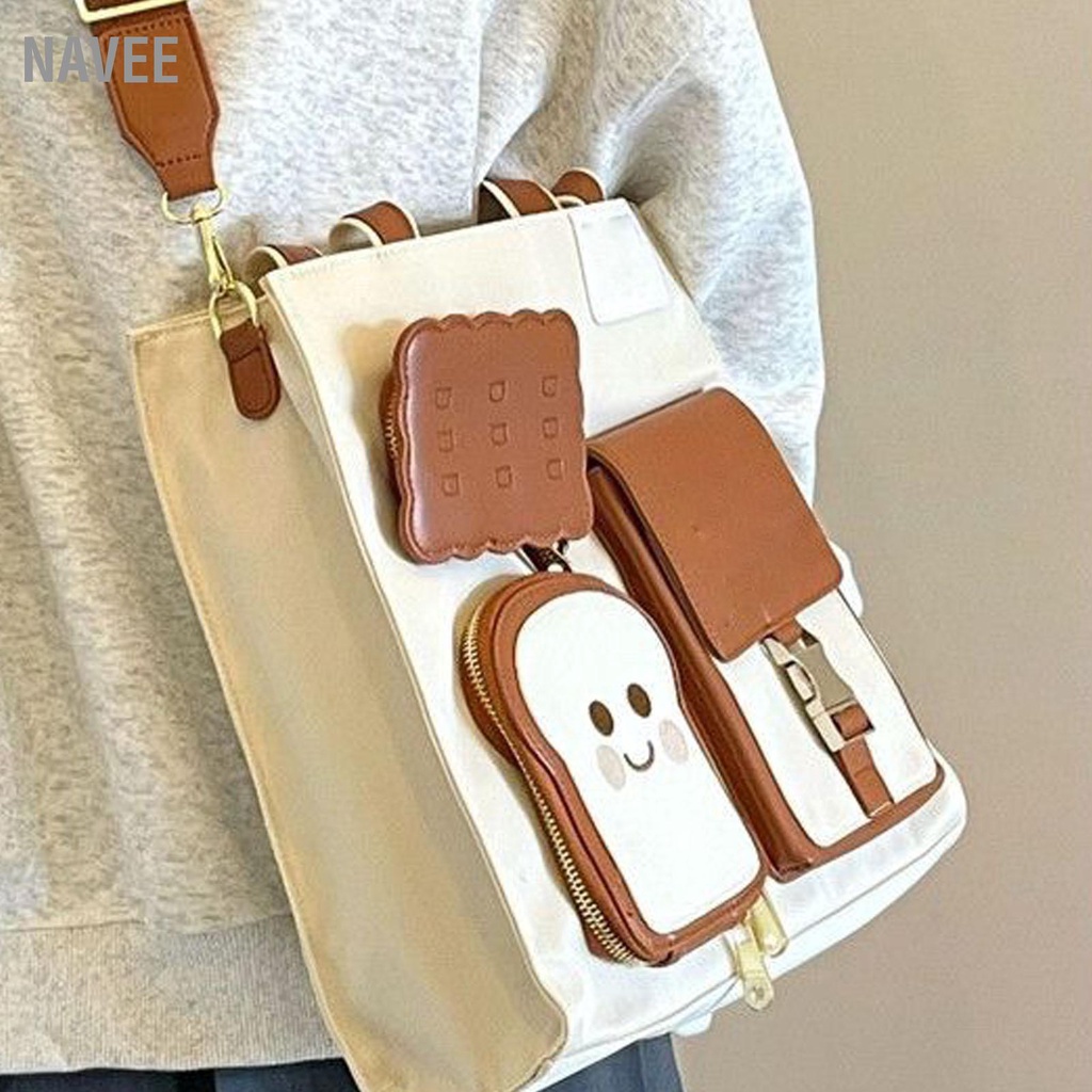 navee-กระเป๋าสะพายไหล่ความจุขนาดใหญ่ดีไซน์น่ารักกระเป๋าถือผู้หญิงแบบพกพาน้ำหนักเบาสำหรับการเรียนการเดินทาง