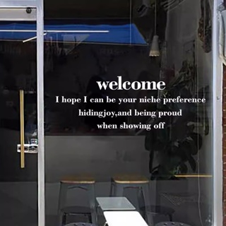 สติกเกอร์ ลายตัวอักษรภาษาอังกฤษ Welcome to Glass Door Decoration สร้างสรรค์ สําหรับติดตกแต่งผนัง กระจก หน้าต่าง ร้านค้า ชานม กาแฟ