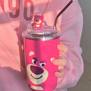 แก้วน้ําสุญญากาศ สเตนเลส มีฉนวนกันความร้อน ลายการ์ตูน Hello Kitty Cinnamoroll หมีสตรอเบอร์รี่ น่ารัก สองชั้น ความจุเยอะ 450 มล.