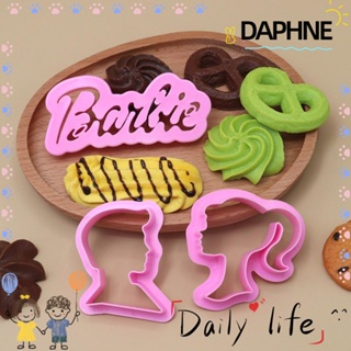 Daphne แม่พิมพ์ซิลิโคน รูปเจ้าหญิงบาร์บี้ แฮนด์เมด สีชมพู สําหรับทําขนม บิสกิต 3 ชิ้น