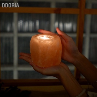 DDORIA โคมไฟเทียนเกลือคริสตัลกลิ่นผ่อนคลายสีส้มธรรมชาติโคมไฟตกแต่งโต๊ะ
