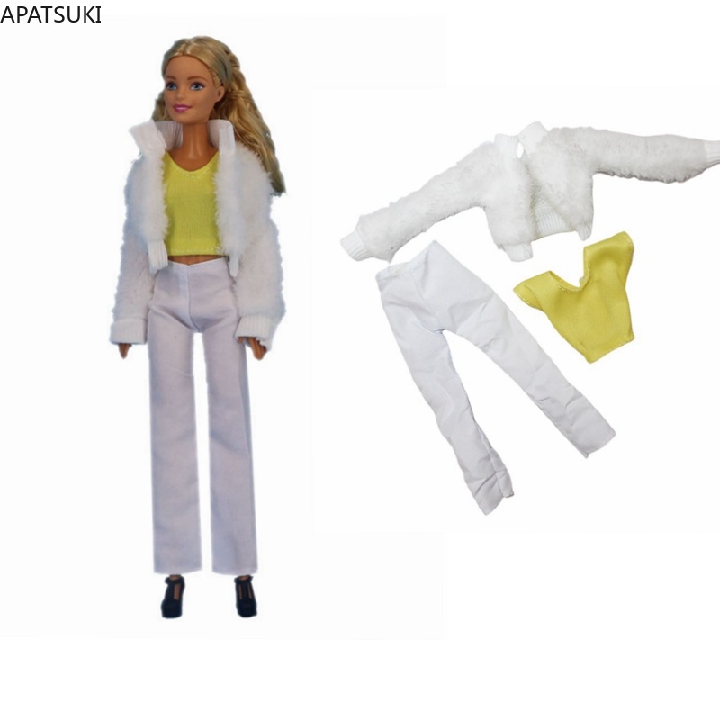 ชุดเสื้อผ้าตุ๊กตาบาร์บี้-ขนเฟอร์-สีขาว-สีเหลือง-สําหรับตุ๊กตาบาร์บี้-1-6-bjd