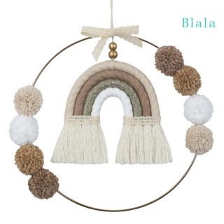 Blala นอร์ดิก มาคราเม่ สายรุ้ง แขวนผนัง รอบ โลหะ ตกแต่งผนัง ตกแต่งห้องเด็ก ทอ พรม จี้ ตกแต่งบ้าน
