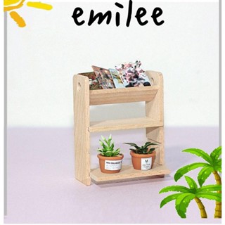 Emilee ตู้หนังสือไม้ของเล่น 1/12 บ้านตุ๊กตา โชว์กระถางจิ๋ว