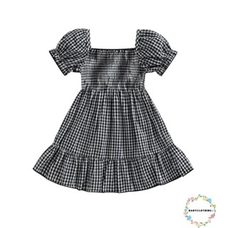 Babyclothes-ชุดเดรสลําลอง แขนสั้น ทรงเอ ลายสก๊อต แฟชั่นฤดูร้อน สําหรับเด็กผู้หญิง เหมาะกับงานปาร์ตี้ ท่องเที่ยว