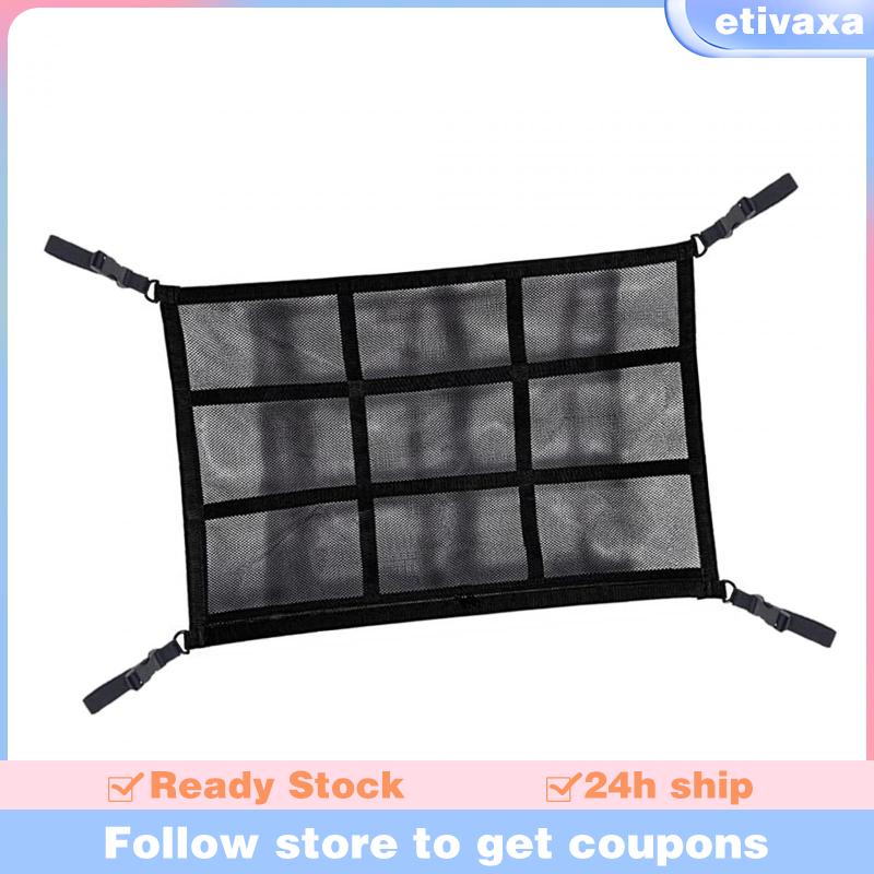 etivaxa-กระเป๋าตาข่ายเก็บของ-ติดเพดานรถยนต์-ติดตั้งง่าย-ประหยัดพื้นที่-สําหรับรถยนต์