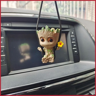 จี้กระจกมองหลังรถยนต์ รูปอนิเมะ Groot Tree Man น่ารัก พร้อมแท็บเล็ต