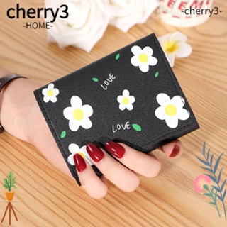 Cherry3 กระเป๋าสตางค์ ขนาดเล็ก ลายดอกไม้น่ารัก สําหรับผู้หญิง