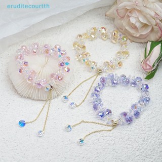 [eruditecourtth] ใหม่ สร้อยข้อมือ ลูกปัดหินคริสตัลออสเตรีย แวววาว ยืดหยุ่น เครื่องประดับแฟชั่น สําหรับผู้หญิง [ใหม่]