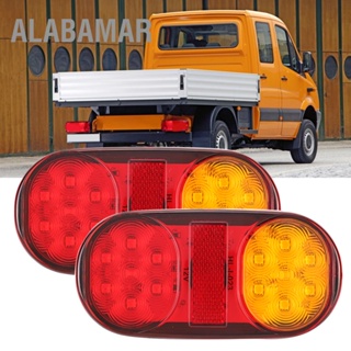 ALABAMAR 2 ชิ้น 24V รถพ่วงไฟท้าย 14LED สองสีวงรีจัดแต่งทรงผมไฟท้ายโคมไฟความสว่างสูง