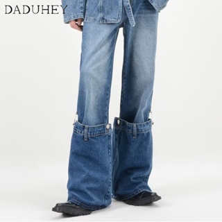 DaDuHey🔥 Mens Summer New 2023 Hong Kong Style Trendy Personality Jeans Hip Hop Ins Trendy High Street Fashionable Handsome Casual Pants