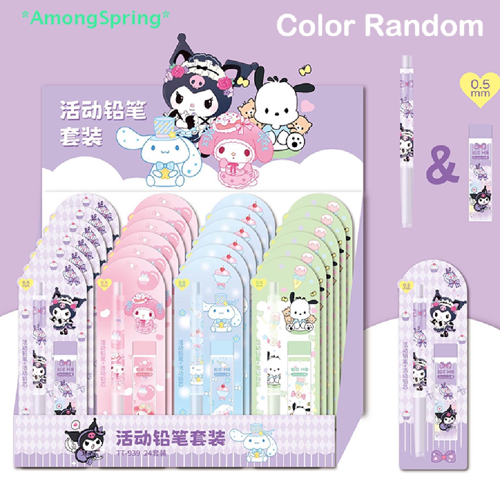 sanrio-amongspring-gt-ชุดเครื่องเขียน-ดินสอกดอัตโนมัติ-ลายการ์ตูนซานริโอ้-พร้อมไส้ดินสอ-hb-สําหรับเด็กนักเรียน-1-ชุด