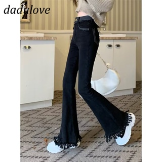 DaDulove💕 New Korean Version of INS WOMENS Jeans High Waist Raw Edge Slightly Flared Pants Niche Large Size Trousers