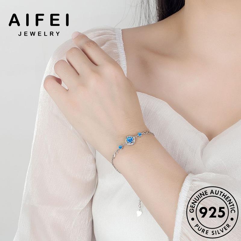 aifei-jewelry-ผู้หญิง-เครื่องประดับ-โคลเวอร์แฟชั่น-silver-ต้นฉบับ-เงิน-เครื่องประดับ-เกาหลี-แท้-สร้อยคอ-925-จี้-อความารีน-แฟชั่น-s23