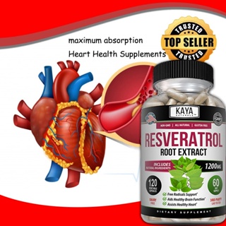 ภาพหน้าปกสินค้าResveratrol เรสเวอราทรอล 1200mg - ชะลอวัย Antioxidant Supplement 60/120 Capsules ดูแลหัวใจให้แข็งแรง ซึ่งคุณอาจชอบสินค้านี้